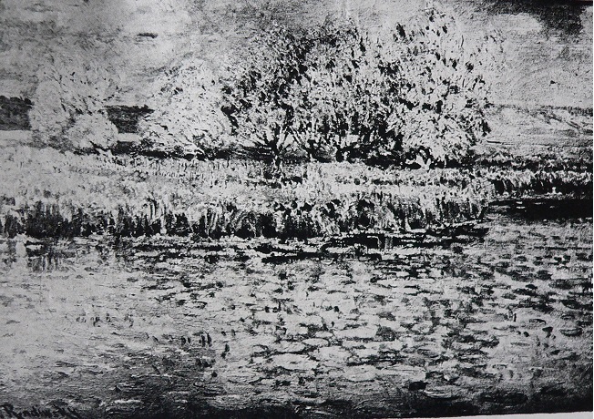 Václav Radimský: Krajina s řekou, stromy a květy / Antikva, Melantrichova 5 / červen 1950 / 11 500 Kčs