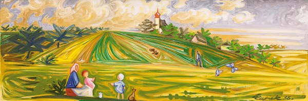 1/ V červnu (Kraj) / 1938 olej na plátně / 51 x 150 cm cena: 17 512 200 Kč/ European Arts Investments 6. 3. 2016