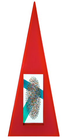 Bohumil Eliáš: Jehlan broušené, lepené, leštěné a malované sklo, výška 76 cm vyvolávací cena: 66 000 Kč