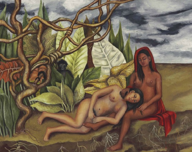 Frida Kahlo: Dos Desnudos en el Bosque (La Tierra Misma) / 1939 / olej na kovu / 25 x 30 cm / Christie's 12. 5. 2016 / 8 005 000 USD