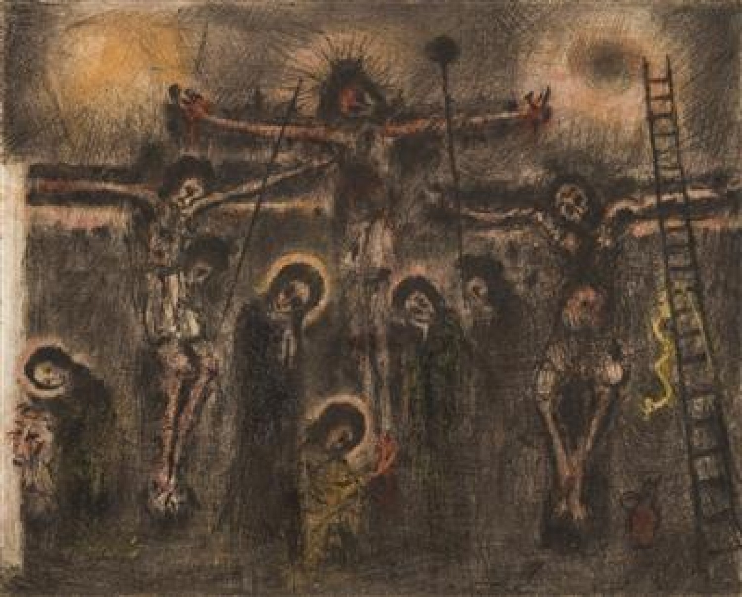 2/ Velké ukřižování suchá jehla s monotypem na papíře, 1945-1962, 21,8 x 27,2 cm dosažená cena: 444 000 Kč