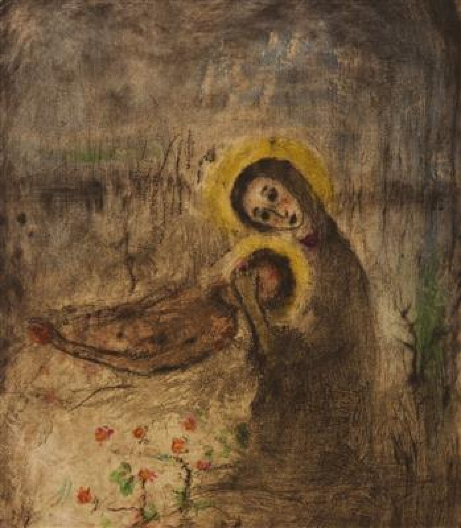 3/ Pieta s růžemi lept a suchá jehla s monotypem na papíře, 1957, 22,6 x 19,6 cm dosažená cena: 384 000 Kč