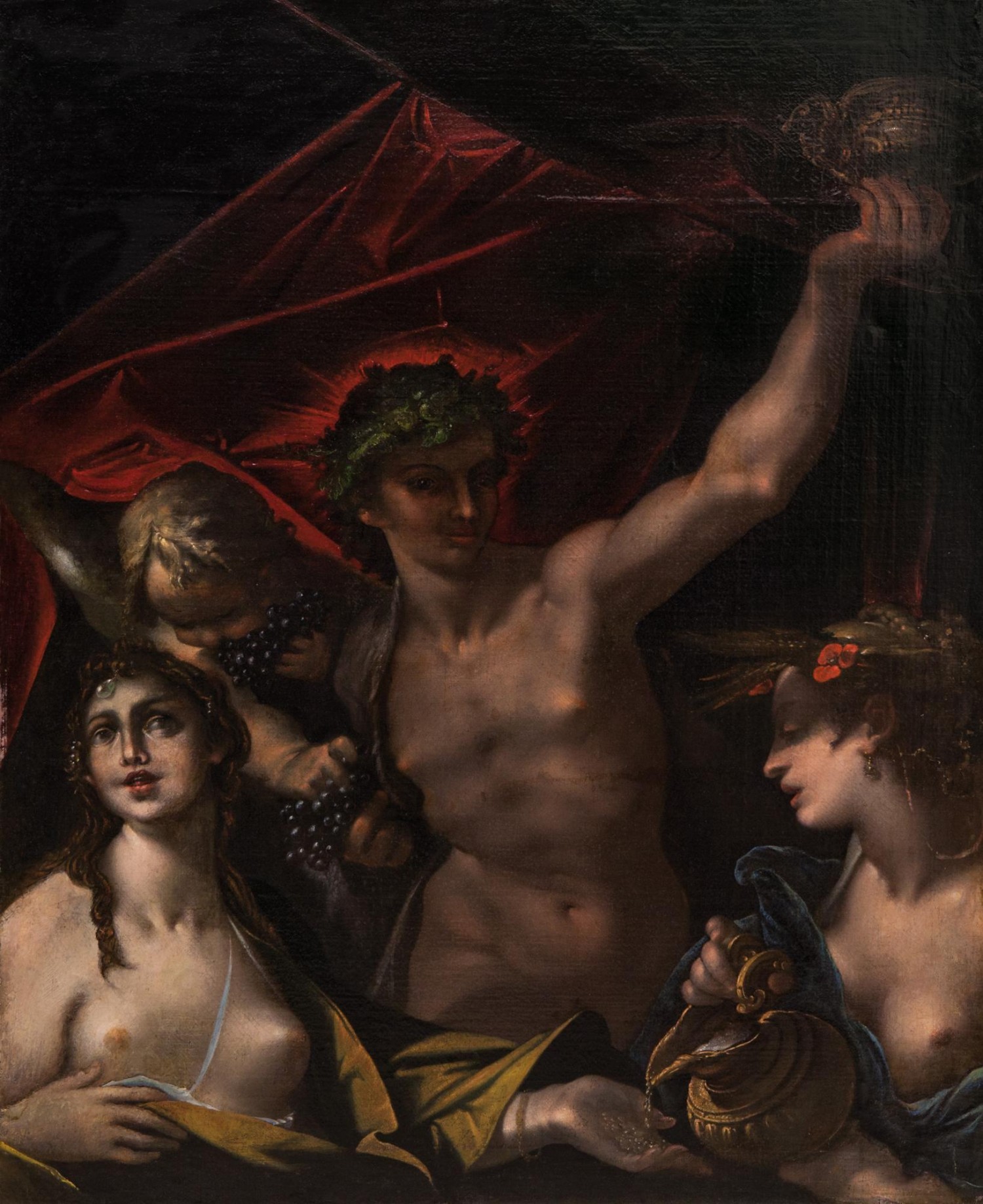 3/ Bartholomeus Spranger (připsáno): Bakchus, Venuše a Ceres, 1597-1605  olej na plátně, 121,5 x 99 cm dosažená cena: 3 100 000 Kč European Arts 19. 11. 2017
