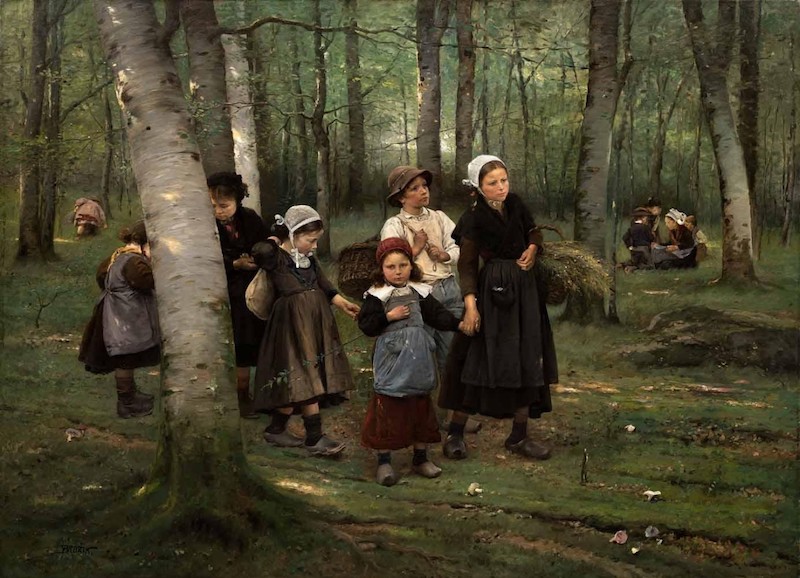 Václav Brožík: Děti v lese, 1891, olej na plátně, 125 × 165 cm, vyvolávací cena 3 000 000 Kč (+20 %), Galerie Kodl 27. 5. 2018