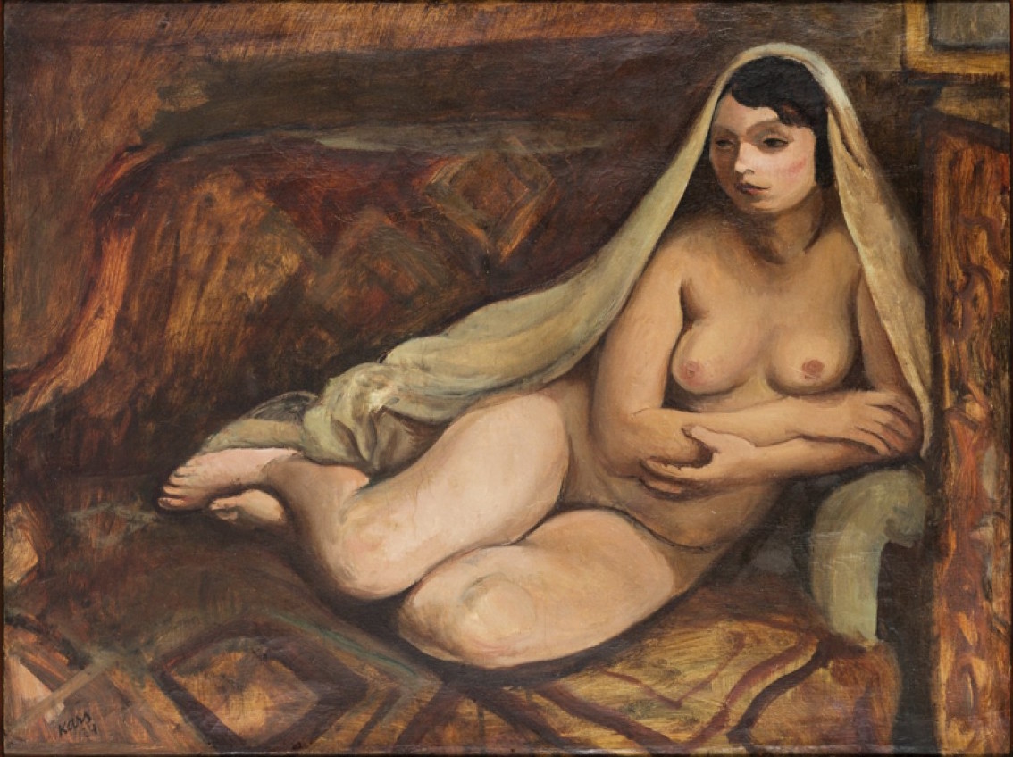 Jiří Kars: Cimaise I / Ležící akt (Nue couché), 1924  olej na plátně, 56 x 74 cm vyvolávací cena: 1 100 000 Kč (+ složená provize ve výši 20 a 18%) 1. Art Consulting 19. 10. 2019