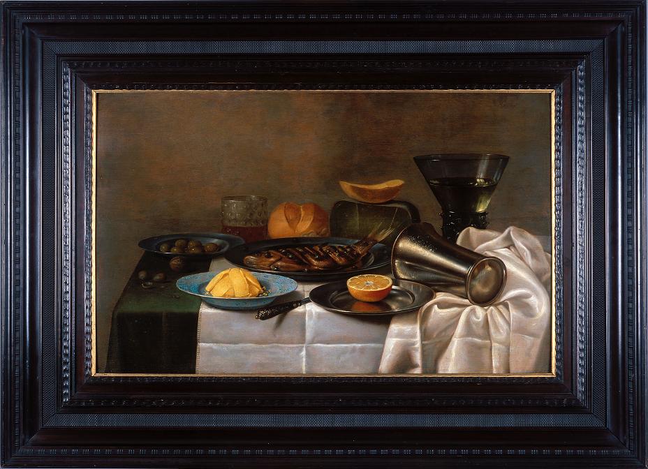 Floris van Schooten (1580/1588 – 1656) – novodobý napodobitel: Snídaně (Zátiší s rybou, pohárem, máslem a sýry) / po 1850,