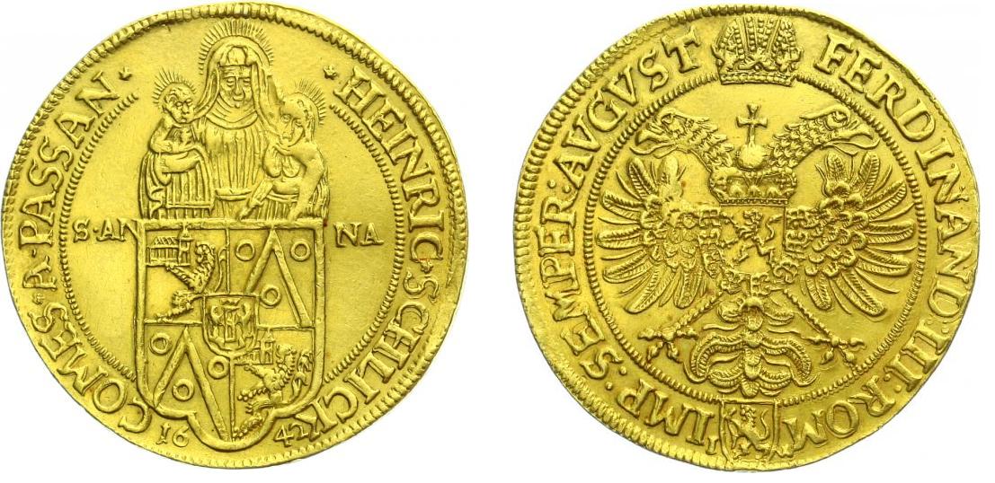 Jindřich Šlik / 10 dukát 1642 / Planá / vyvolávací cena 900.000 Kč