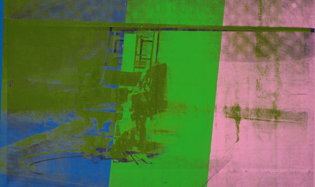 Andy Warhol: Big Electric Chair / 1967-1968 / 137,2 x 187,9 cm / předaukční odhad: 18 – 25 000 000 USD / Sotheby´s