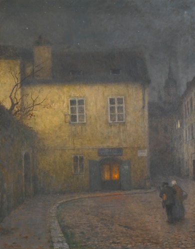Jakub Schikaneder:  Zákoutí Prahy / 1900–1910  olej na plátně / 105 x 84 cm Sothebyʼs London 22. 5. 2014