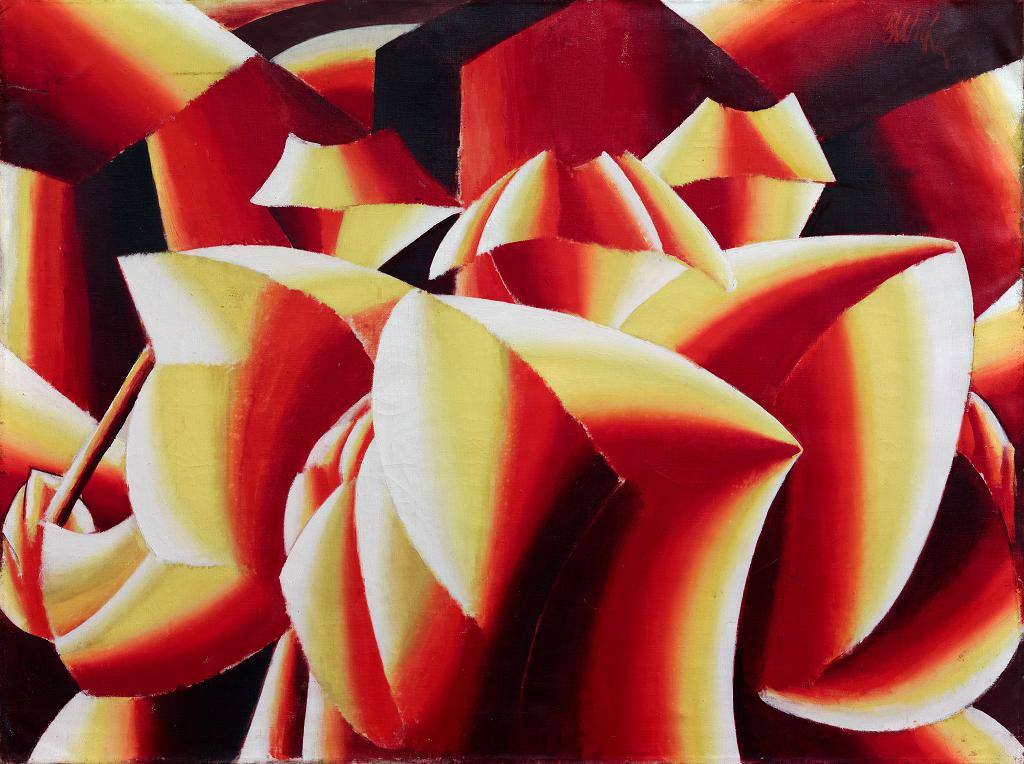 Milan Laluha: Traja chlapi, olej na plátne, 1965