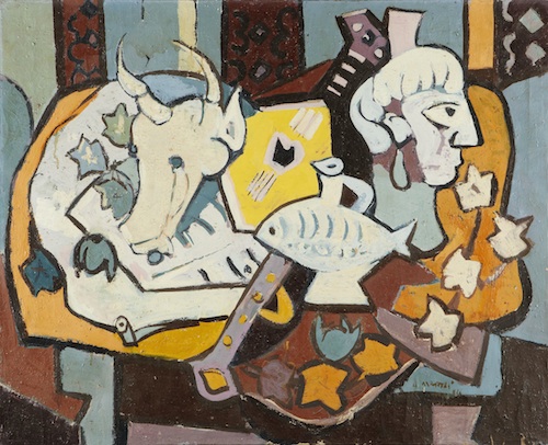 Endre Nemes: Zátiší s býčí hlavou a bustou