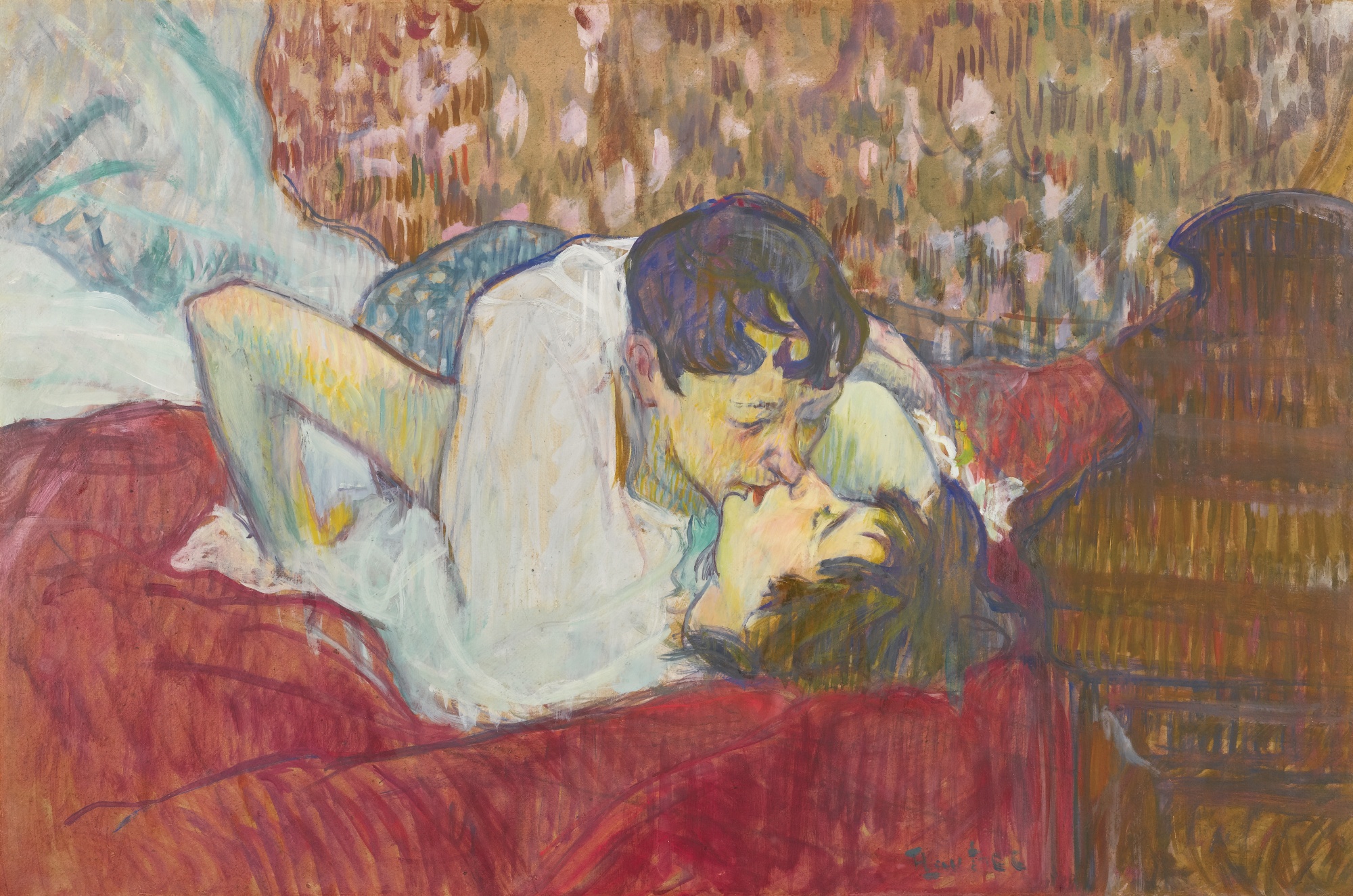 Toulouse Lautrec: Polibek v posteli / 1989 olej na plátně / 39 cm x 58 cm / Sotheby’s 3. 2. 2015 / 10 800 000 GBP