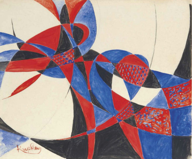 František Kupka: Studie k nebo podle "Amorfy" / 1912 / kvaš a tužka na papíře / 27,9 x 32,3 cm / Christie's 25. 3. 2015