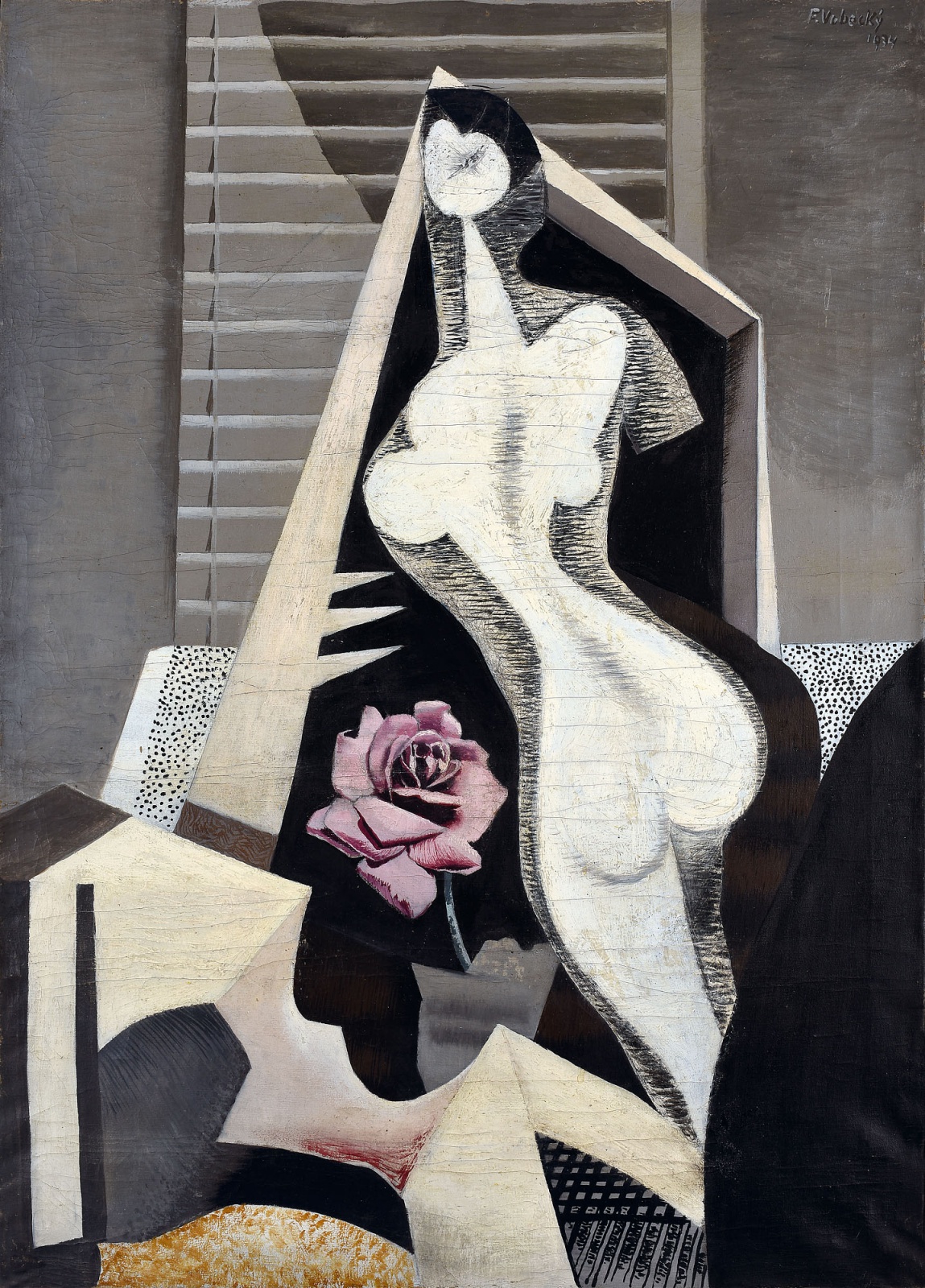 František Vobecký: Akt s růží / 1934 / olej na plátně / 98 x 74 cm