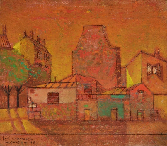Zdeněk Sklenář: The Street / 1948 / oil on canvas / 22 x 25 cm / 792 000 Kč / Galerie Art Praha 29. 11. 2014