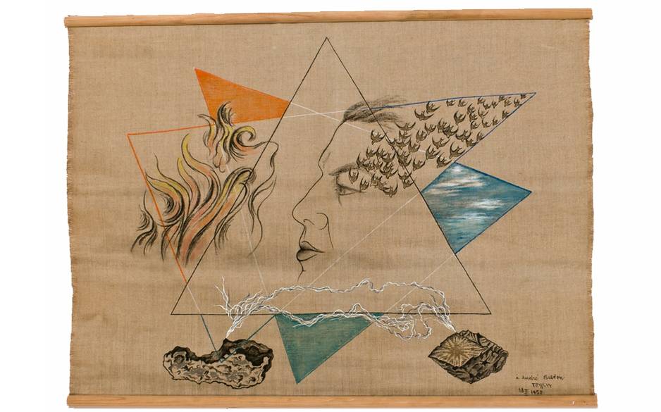 Toyen: Portrait of André Breton / 1950 crayon, charcoal, oil, glitter on linen / 46 x 64 cm / Estimate: 120–180 000 GBP / Sotheby’s 12. 11. 2014