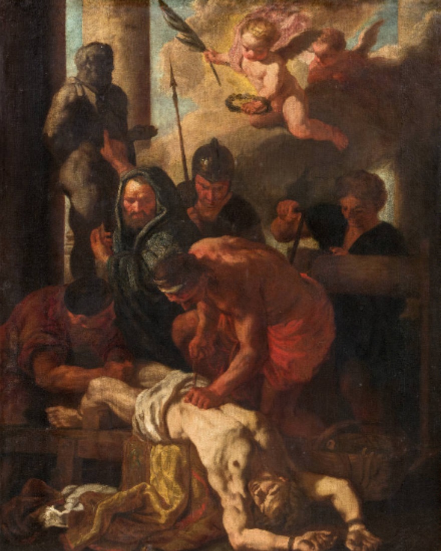Johann Karl Loth: Myrtyrium sv. Erasma / cca 1677 / olej na plátně / 99,5 x 76,5 cm / odhadní cena 15 - 30 000 EUR