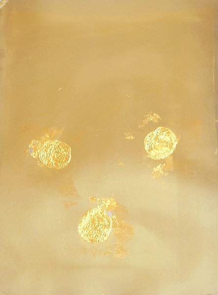 Yves Klein: Kompozice, plátkové zlato, metalický papír, 32 x 23 cm, cena: 360 000 Kč