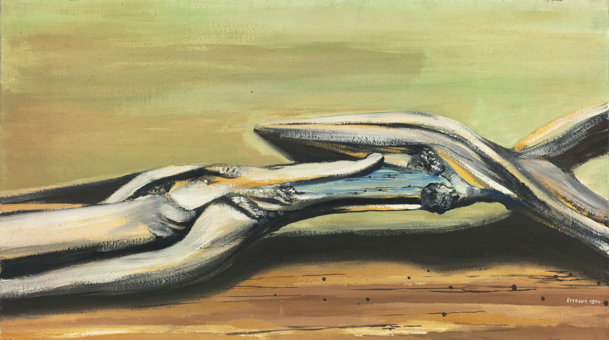 Jindřich Štyrský: Kořeny / 1934 olej na plátně / 46 x 81,5 cm cena: 146 500 GBP / Sotheby’s Londýn 12. 11. 2014