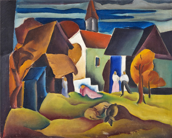 František Foltýn: Na kraji města / 1923 - 24 olej na plátně / 49,5 x 61,5 cm cena: 840 000 Kč / Galerie Pictura 19. 3. 2014