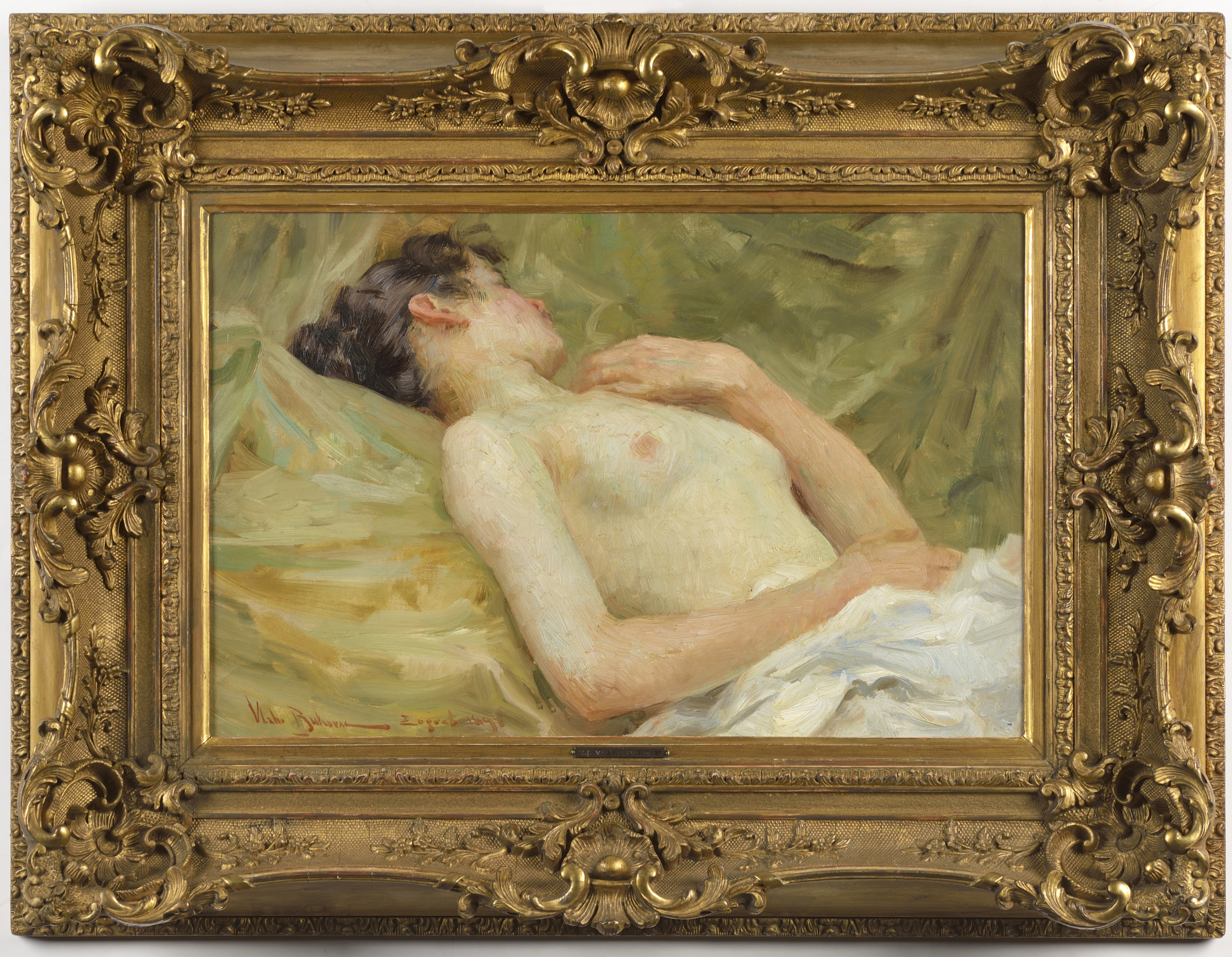 Vlaho Bukovac: Ležící ženský akt olej na plátně / 31 x 45 cm Cena: 930 000 Kč / Arthouse Hejtmánek 22. 5. 2014