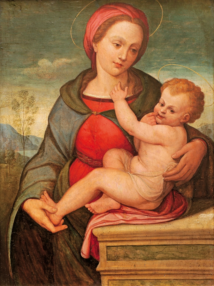 Andrea del Sarto (okruh): Vierge a l‘enfant olej na dřevě / 77 x 57 cm cena: 660 000 Kč / European Arts 26. 10. 2014