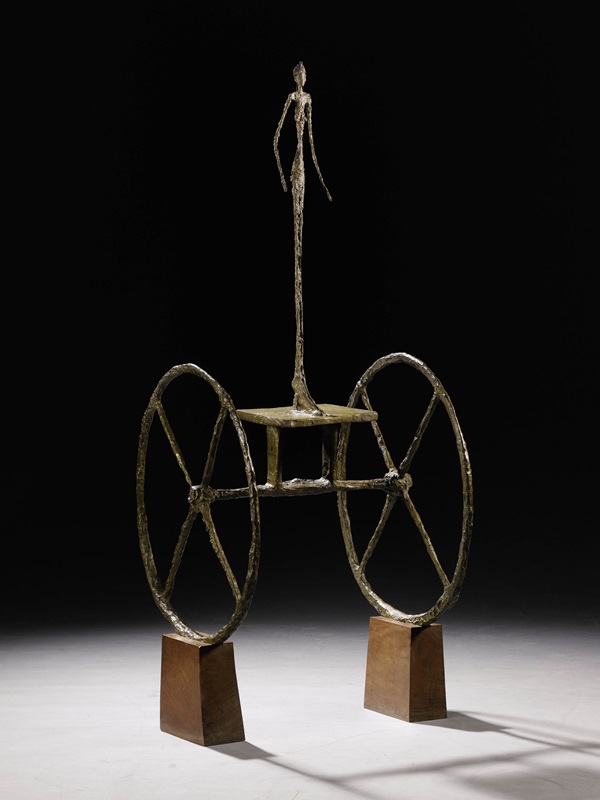 Alberto Giacometti: Vůz (Chariot) / 1951 - 1952 patinovaný bronz / výška 144,7 cm cena: 100 965 000 USD / Sotheby´s New York 4. 11. 2014