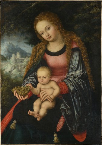 Daniel Fröschl: Madona s Ježíškem a hrozny, 1600–09, olej na plátně, 86,5 x 60 cm, cena: 1 488 000 Kč, Arthouse Hejtmánek 28. 5. 2015