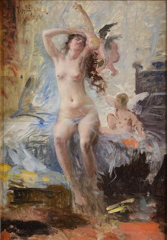 Vojtěch Hynais: Venuše s amoretty, 1880, olej na plátně, 62,3 x 44 cm,  cena: 2 520 000 Kč