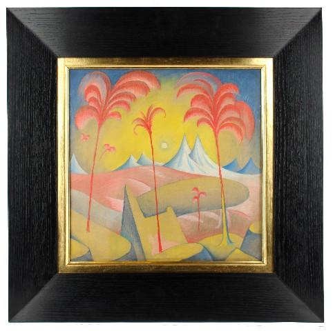 Jan Zrzavý: Fantastická krajina / 1913 olej na plátně / 78 x 78 cm (malba 49,5 x 49,5 cm) cena: 14 400 000 Kč