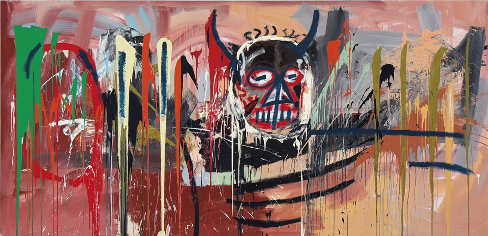 Jean-Michel Basquiat / Bez názvu / 1982 / akryl na plátně / 238,7 x 500,4 cm / Christie´s New York 10.5.2016 / 57 285 000 USD