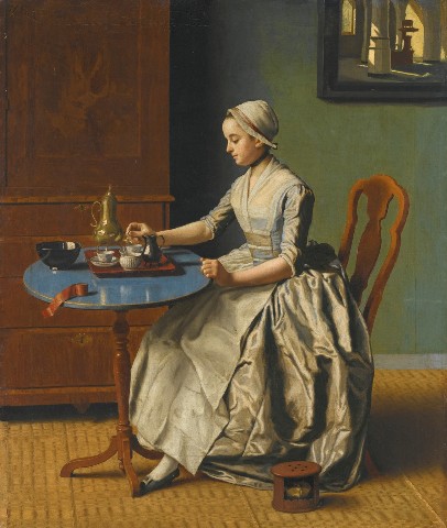 Jean-Etienne Liotard: Holandská dívka u snídaně  olej na plátně / 46.8 x 39 cm cena: 4 405 000 GBP  Sotheby's Londýn, 6. 7. 2016