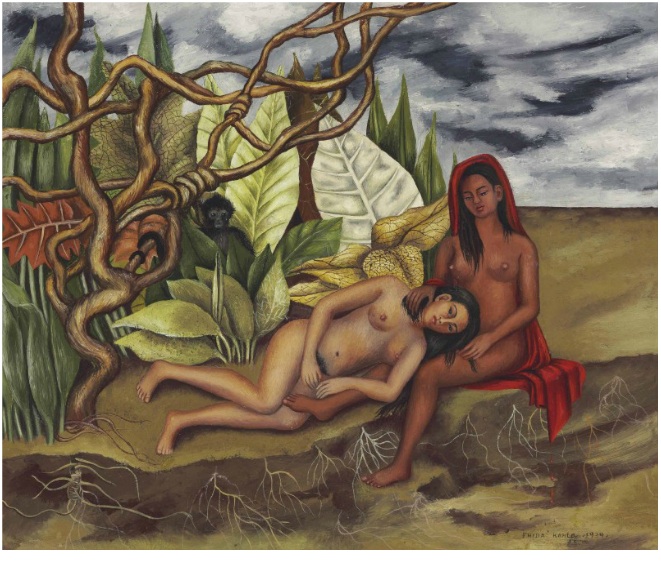 Frida Kahlo: Dvě nahé postavy v prales, 1939 olej na kovové desce, 25 x 30,2 cm cena: 8 005 000 USD, Christieʼs 12. 5. 2016