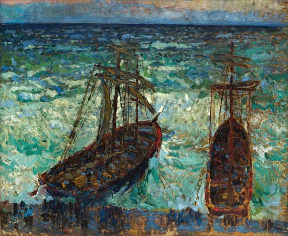 Otakar Nejedlý: Lodě na Cejlonu / 1908  olej na plátně, 90 x 108 cm cena: 2 026 000 Kč