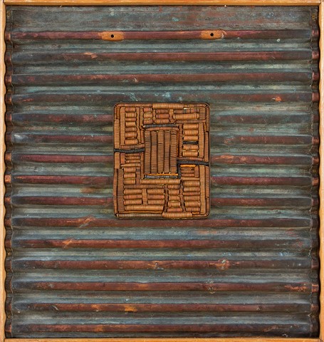 Zbyněk Sekal: Labyrint, 1960-1969  mosazný vlnitý plech, měděné spirály, 46 x 43 cm dosažená cena: 280 600 Kč 