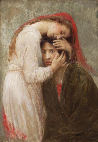 Max Švabinský: Splynutí duší, 1895–96, olej na plátně, 80 x 60 cm, cena: 9 480 000 Kč A