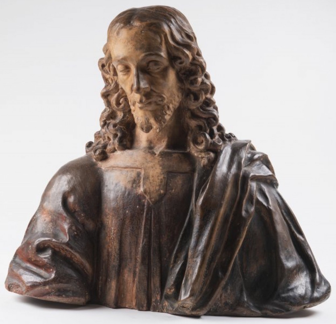 Poprsí Krista, Itálie, konec 15. století polychromovaná a patinovaná terakota výška 63 cm  vyvolávací cena: 480 000 Kč (+ 24% provize)