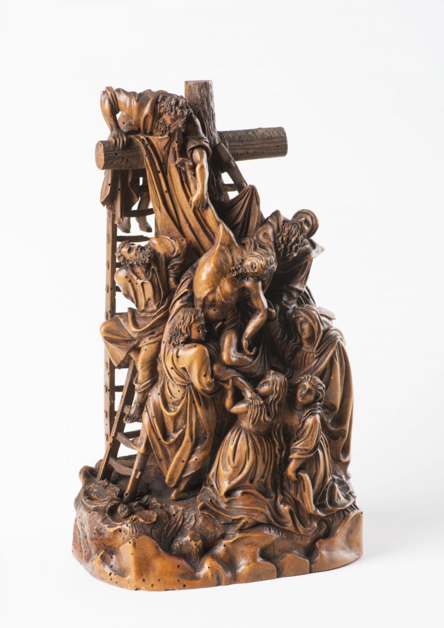 Snímání z kříže, Holandsko, počátek 17. století hruškové dřevo výška 26,5 cm  vyvolávací cena: 150 000 Kč (+ 24% provize))