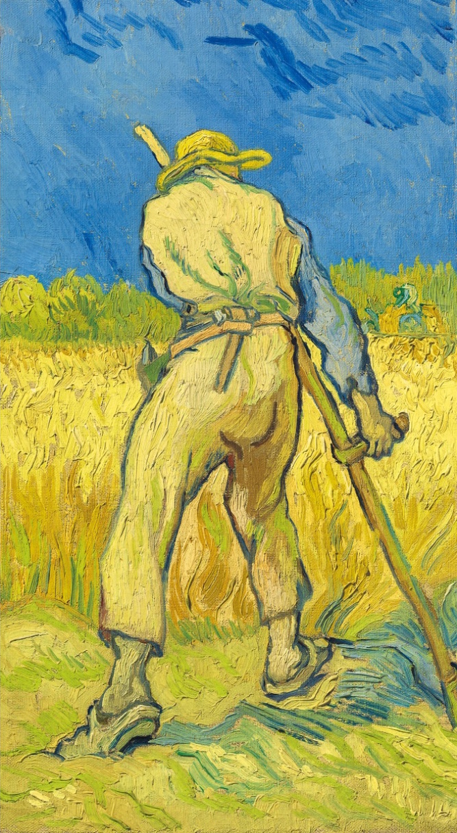Vincent van Gogh: Le moissonneur (d’après Millet), 1889 olej na plátně, 43.3 × 24.3 cm cena: 24 245 000 GBP