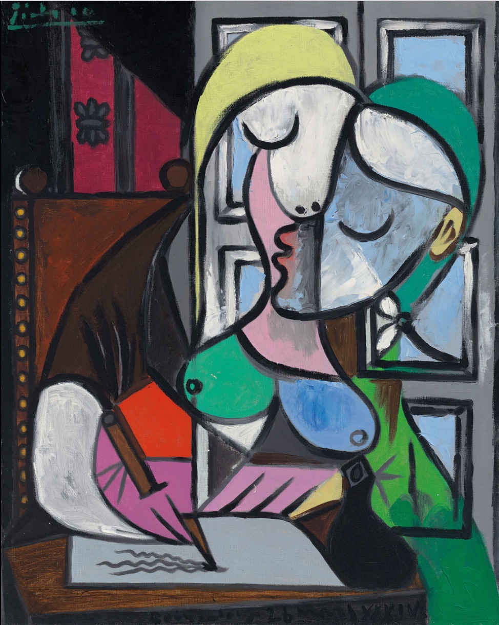 Pablo Picasso: Femme écrivant (Marie-Thérèse), 1934 olej na plátně, 80.9 × 64.7 cm cena: 34 885 000 GBP