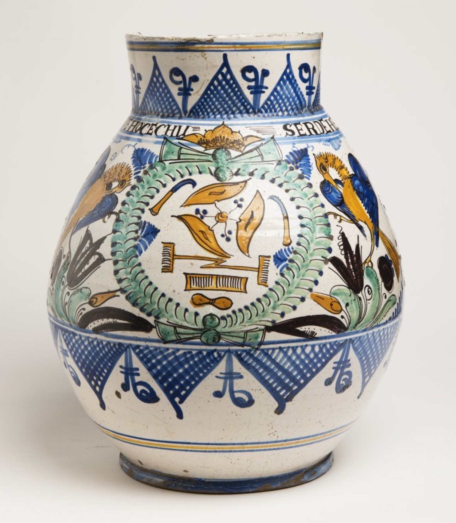 Posthabánský cechovní džbán, 1728  fajáns, výška 32 cm dosažená cena: 174 000 Kč Arthouse Hejtmánek, 1. 6. 2017