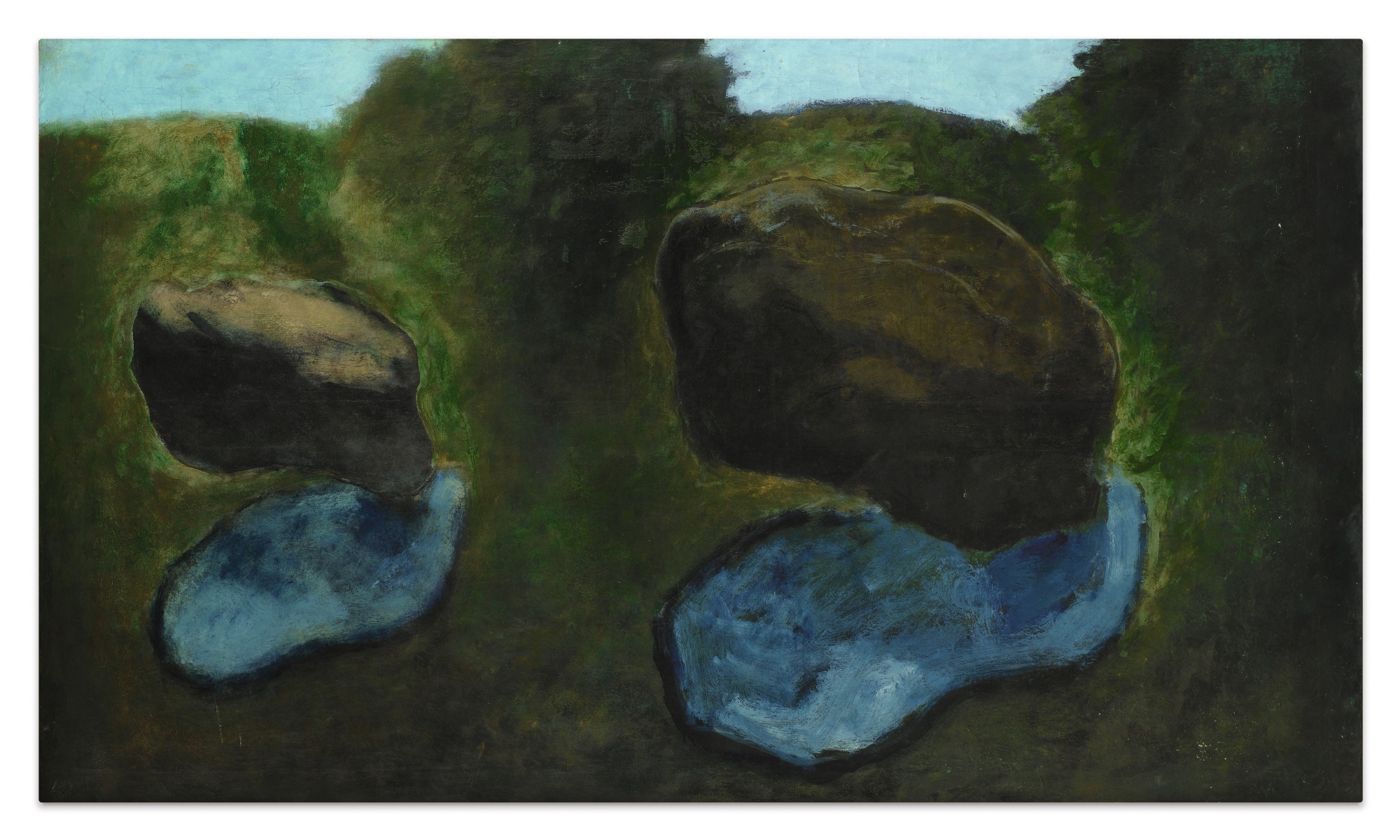 Josef Šíma: Dvojitá krajina, 1954,  olej na plátně, 75,3 x 129 cm, cena: 295 500 EUR, Sothebyʼs Paříž 6. 6. 2017