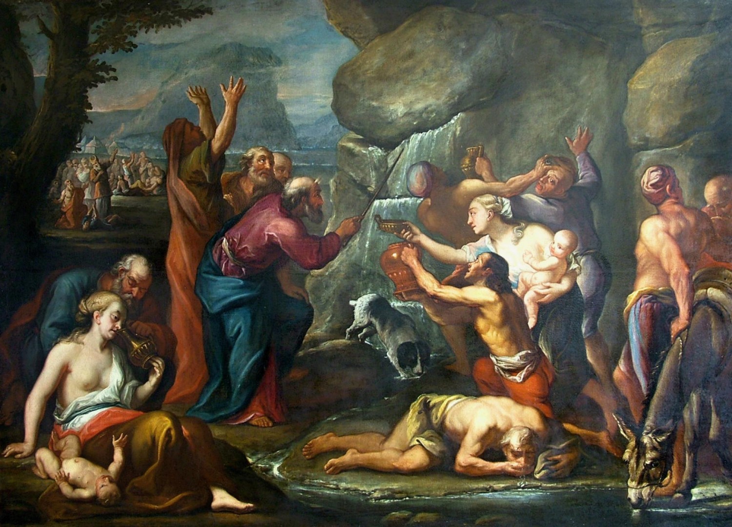 Jacob de Backer (připsáno): Mojžíš vyrážející vodu ze skály, konec 16. století,  olej na plátně, 195 x 270 cm vyvolávací cena: 5 000 000 (+ 20% provize)