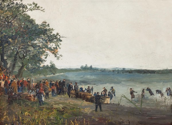 Otakar Lebeda: Výlov rybníka, 1895