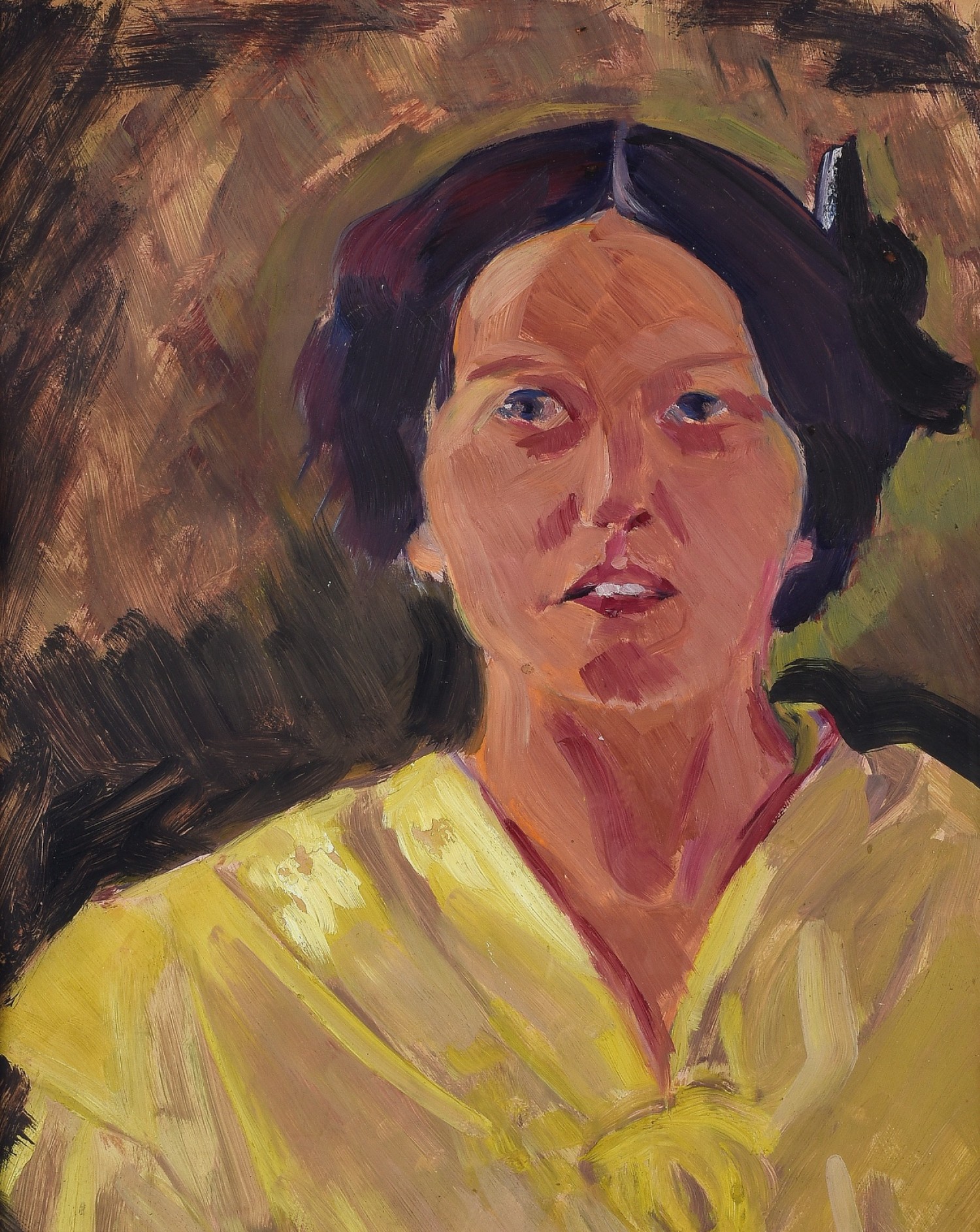 Václav Špála: Žena ve žlutém, kol. 1910 olej na kartonu, 45 × 37 cm dosažená cena: 168 000 Kč Dorotheum, 5. 3. 2016 