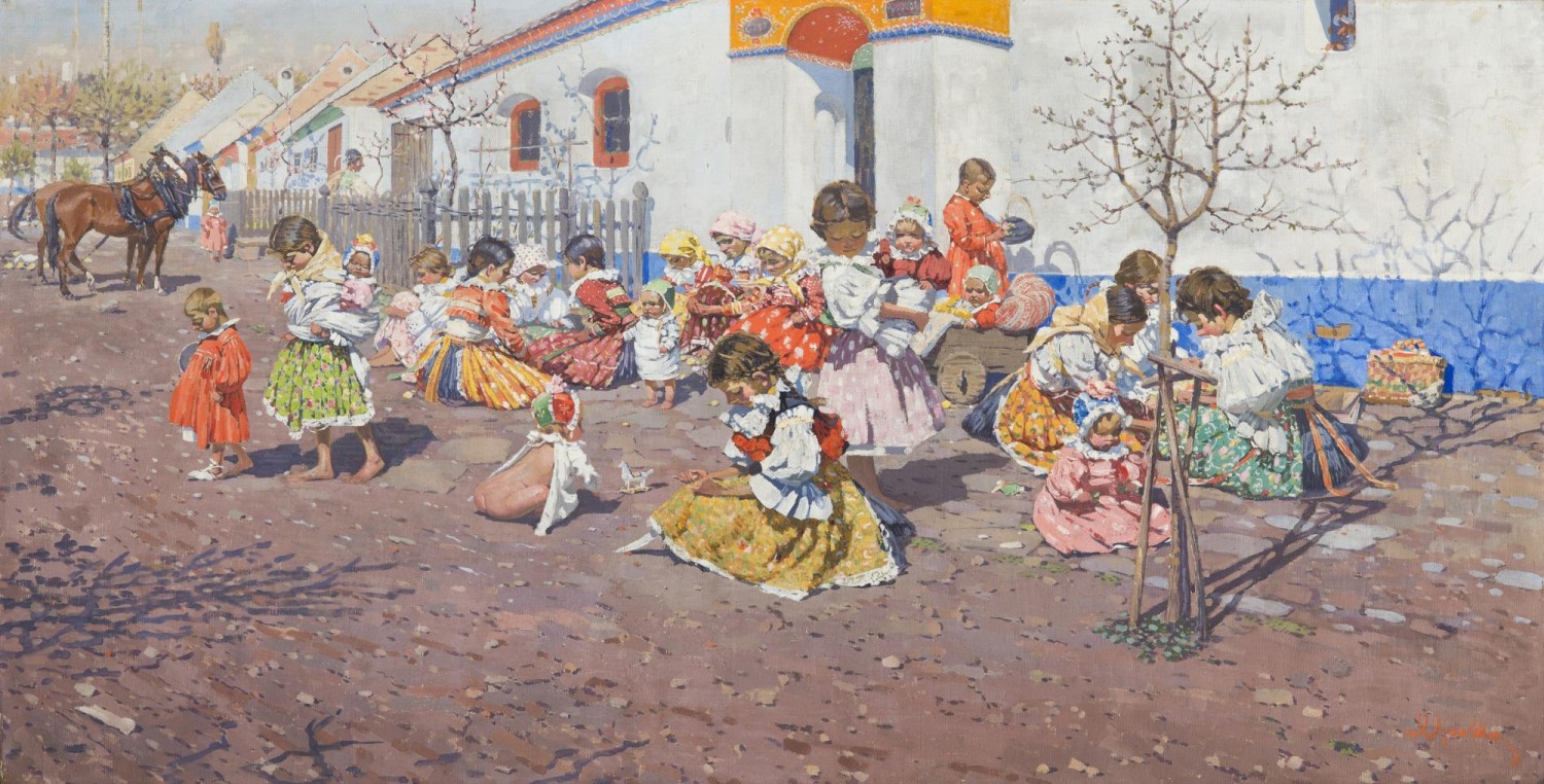 Joža Uprka: Jarní slunko, kol. 1910, olej na plátně, 93 x 181 cm, dosažená cena: 2 400 000 Kč, Dorotheum 24. 11. 2018