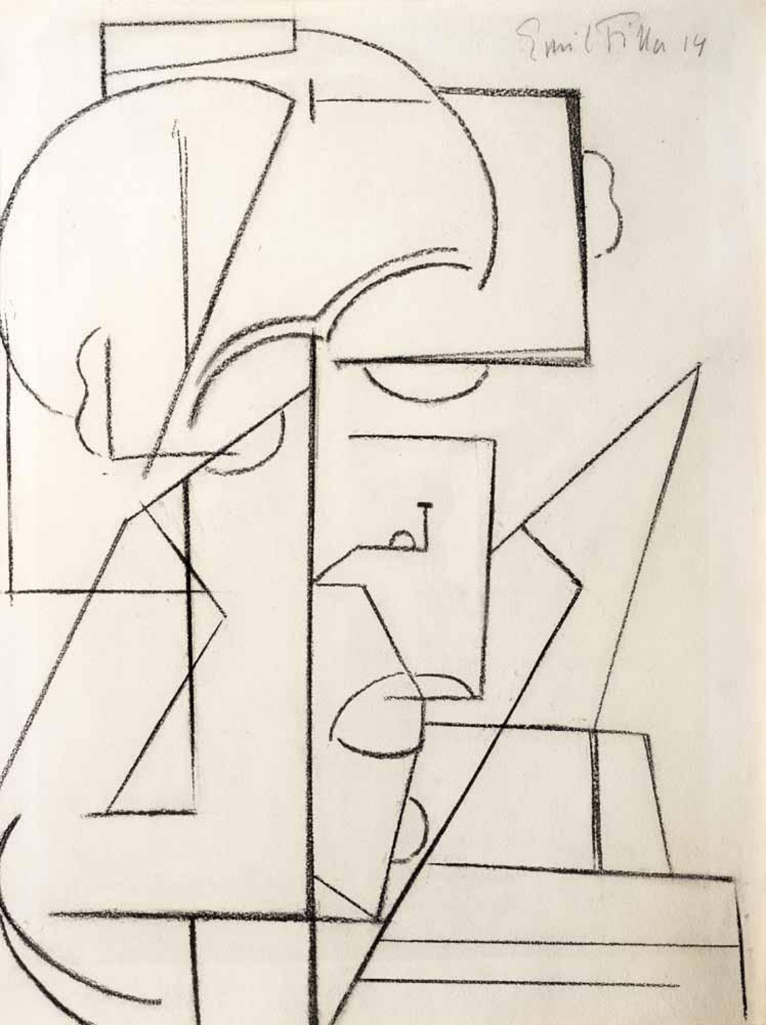 2/ Emil Filla: Hlava, 1914  uhel na papíře, 51 x 37 cm cena: 2 400 000 Kč, Galerie Kodl 27. 5. 2018