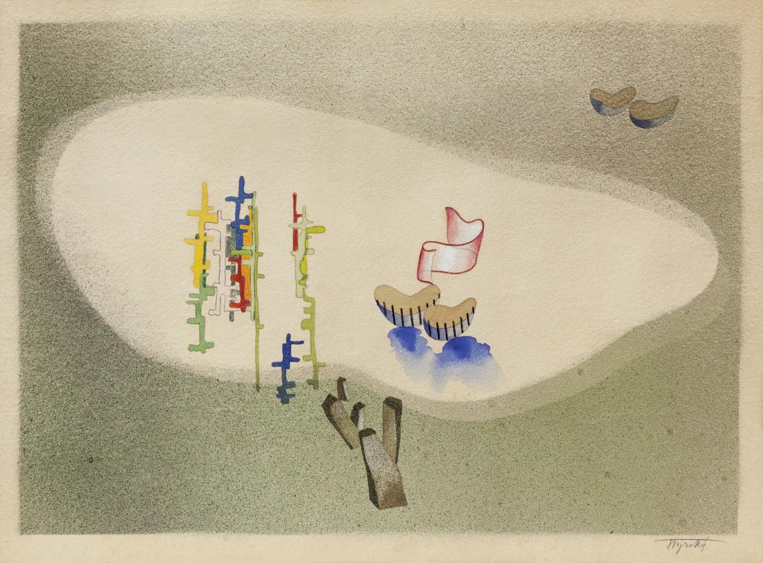 5/ Jindřich Štyrský: Zima, 1933 akvarel na papíře, 24,8 x 35 cm cena: 1 860 000 Kč, European Arts 8. 11. 2018