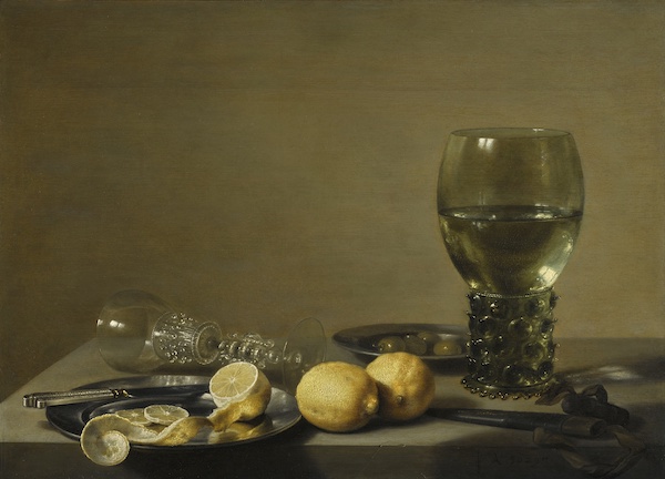 Pieter Claesz.: Zátiší s citrony a olivami, 1629
