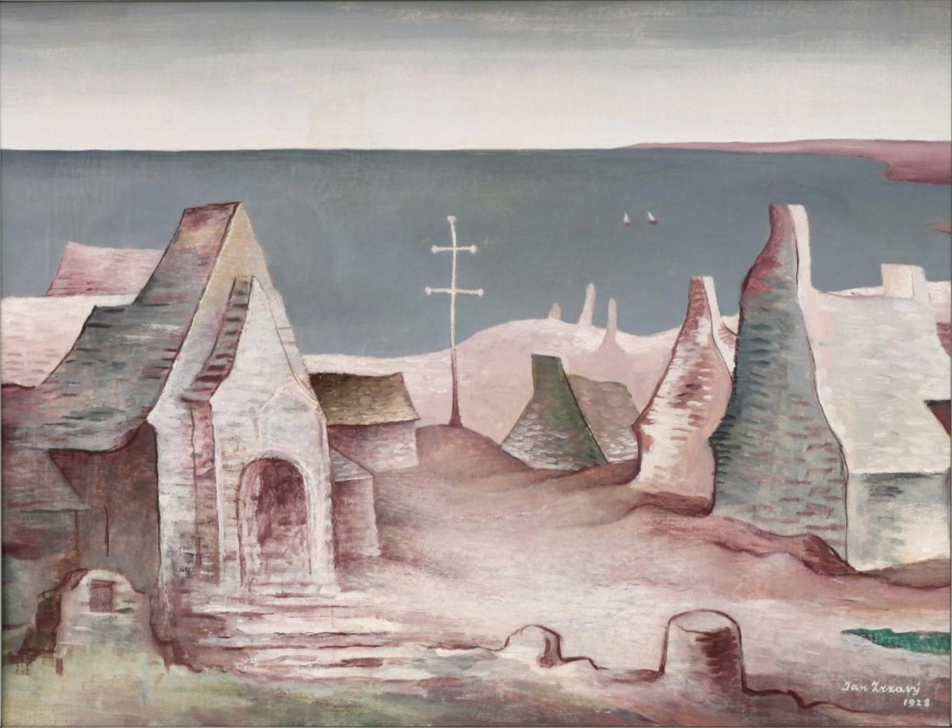 Jan Zrzavý: Bretaňská krajina, 1928, olej na plátně, 48 x 63 cm,  vyvolávací cena: 5 828 000 Kč, European Arts 4. 5. 2019